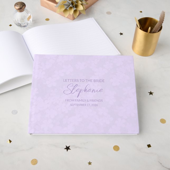 Libro De Visitas Lilac Letters to the Bride Keepsake Notebook (Anverso Abierto)