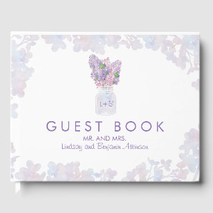 Libro De Visitas Lilac Mason Jar Bouquet acuarelas florales