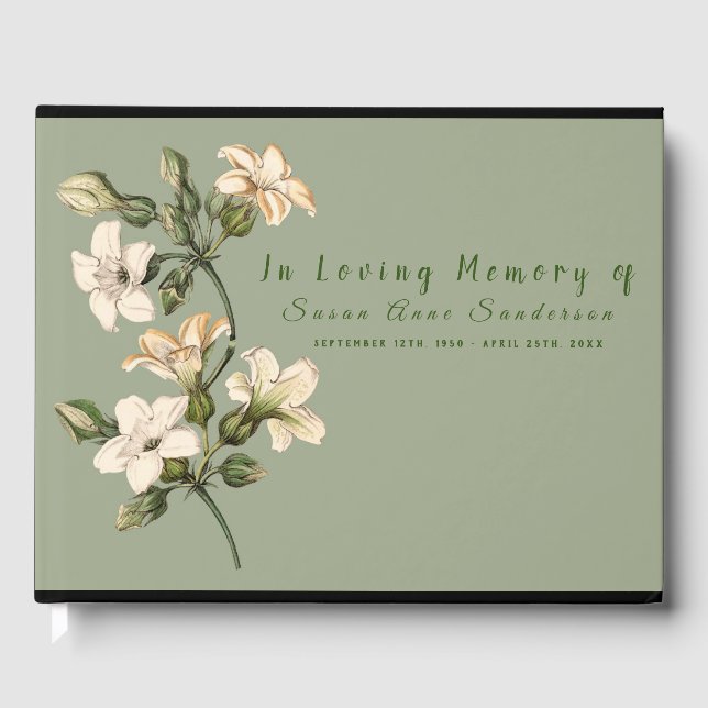 Libro De Visitas Lilies Funeral Memorial Guest Book (Anverso)