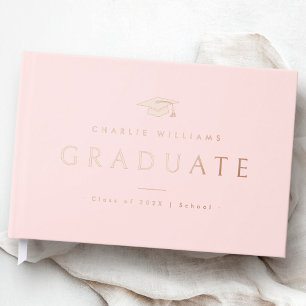 Libro De Visitas Límite de graduación rosa claro nombre escuela de