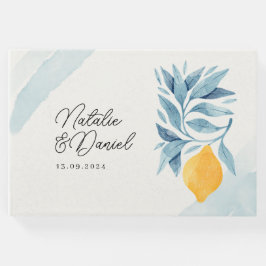 Libro De Visitas Limón con hojas azules ilustración botánica
