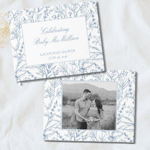 Libro De Visitas Línea personalizada dibujada con Baby Shower flora
