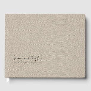 Libro De Visitas Lino Falso Gris Plateado Personalizado Moderno