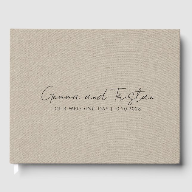 Libro De Visitas Lino Gris Gris Gris Moderno Personalizado (Anverso)