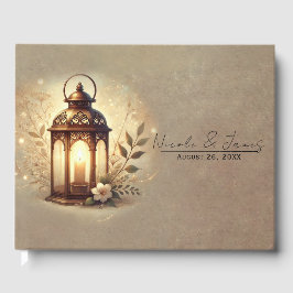 Libro De Visitas Linterna de Bronce Brillante Boda Romántica Rústic
