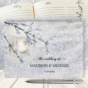 Libro De Visitas Linterna De Velas Encendidas En Un Boda De Nieve A