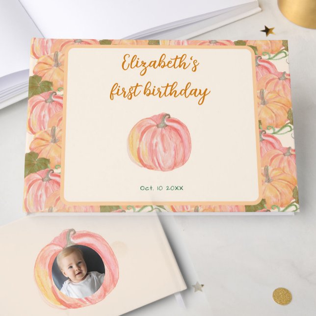 Libro De Visitas Little Pumpkin First Birthday Custom Photo (Subido por el creador)