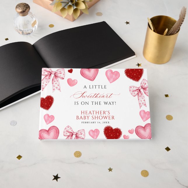 Libro De Visitas Little Sweetheart Valentines Day Baby Shower (Anverso Abierto)