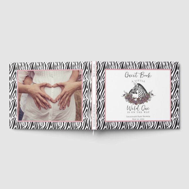Libro De Visitas Little Wild One Zebra Photo Baby Shower Guest Book (Lleno)
