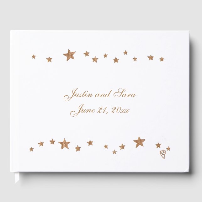 Libro De Visitas Lively Gold Stars Border Personalizada Guest Book (Anverso)