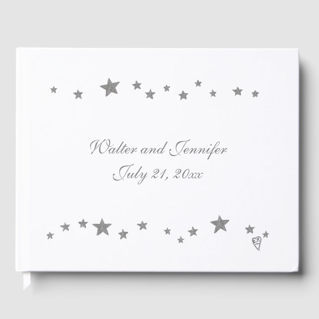 Libro De Visitas Lively Silver Stars Personalizado Guest Book (Anverso)
