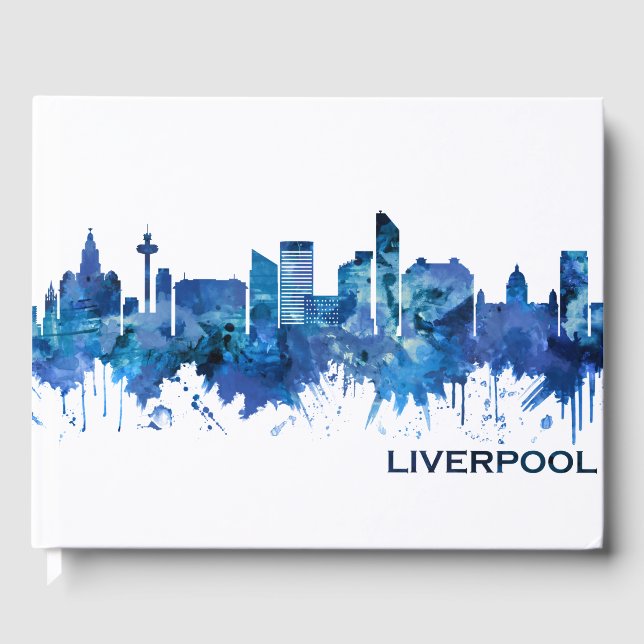 Libro De Visitas Liverpool England Skyline Blue (Anverso)