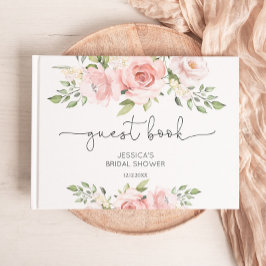 Libro De Visitas Lluvia de boda floral rosa rubor