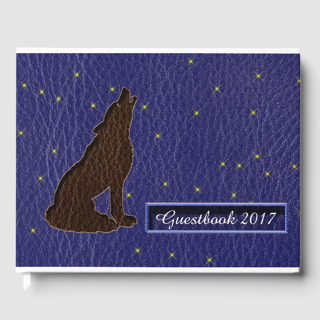 Libro De Visitas Lobo zodiaco nativo americano de aspecto cuero (Anverso)