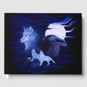 Libro De Visitas Lobos y Raven con luna llena
