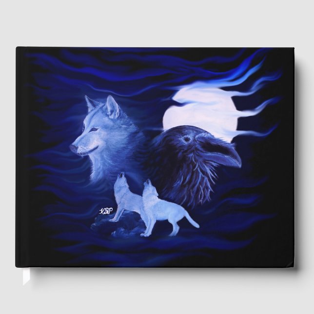 Libro De Visitas Lobos y Raven con luna llena (Anverso)