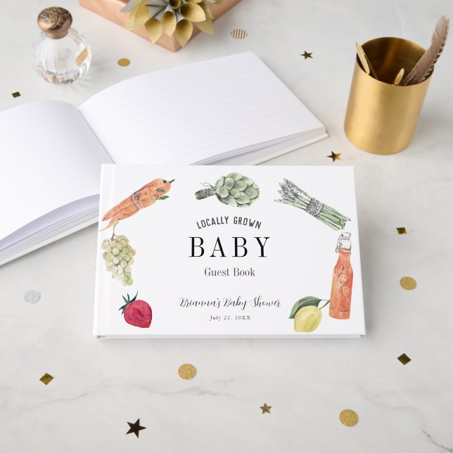 Libro De Visitas Locally Grown Baby Farmers Market Baby Shower (Anverso Abierto)