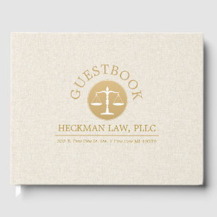Libro De Visitas Logo de Beige Linen Gold Justice