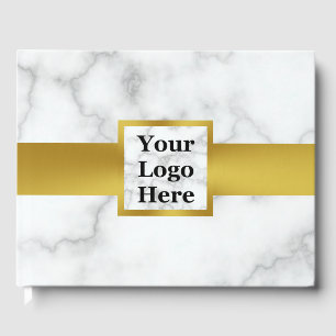 Libro De Visitas Logotipo comercial Falso White Marble Gold Corpora