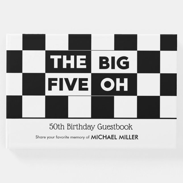 Libro De Visitas Los 5 grandes blancos negros se hicieron 50 cumple (Anverso)