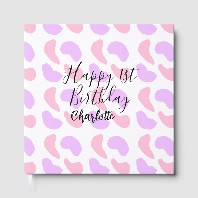 Libro De Visitas Los abstractos púrpura rosa forman un feliz primer (Anverso)