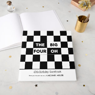 Libro De Visitas Los grandes 4 Oh Cuadros Negros y Blancos Cumpleañ