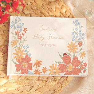 Libro De Visitas Love Bug Retro Floral Chica Baby Shower