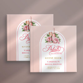 Libro De Visitas Lovely blush and gold petals prosecco guest book