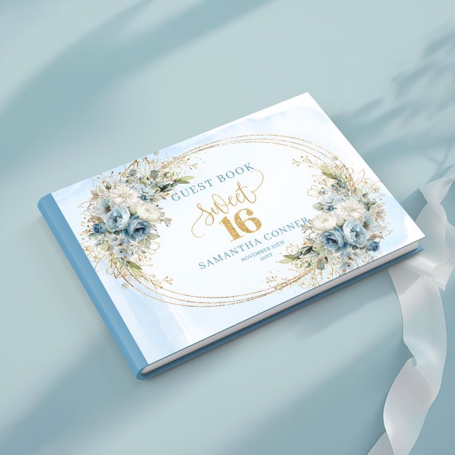 Libro De Visitas Lovely Dusty Blue Gold Eucalyptus Sweet Sixteen  (Lovely Dusty Blue Gold Eucalyptus Sweet Sixteen Guest Book

)