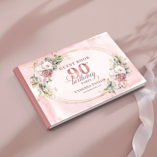 Libro De Visitas Lovely Dusty Pink Gold Eucalyptus 90th Birthday  (Lovely Dusty Pink Gold Eucalyptus 90th Birthday Guest Book

)