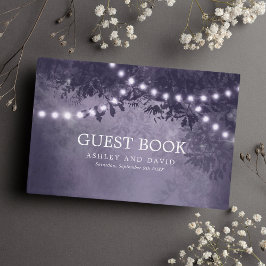 Libro De Visitas Luces de Cadena de Árbol Rústico Morado Boda