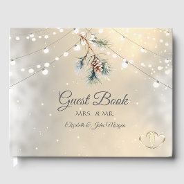 Libro De Visitas Luces de cadena de piñas para boda de invierno