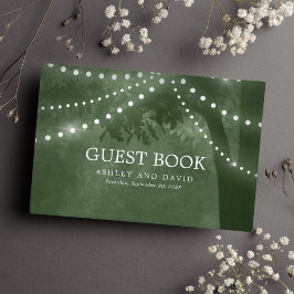 Libro De Visitas Luces de Cuerda de Árbol Rústico Boda Verde