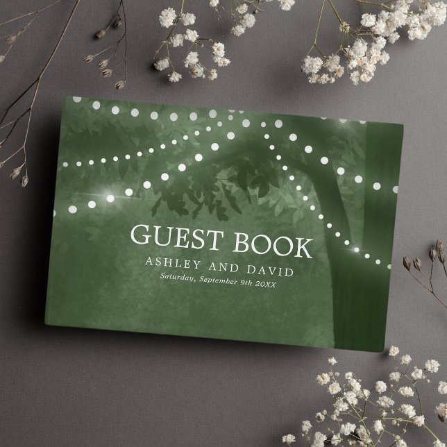 Libro De Visitas Luces de Cuerda de Árbol Rústico Boda Verde (Subido por el creador)