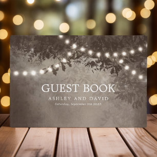 Libro De Visitas Luces de Cuerda de Árbol Rústico Bodas Marrón