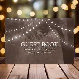 Libro De Visitas Luces de Cuerda de Árbol Rústico Marrón Boda en el