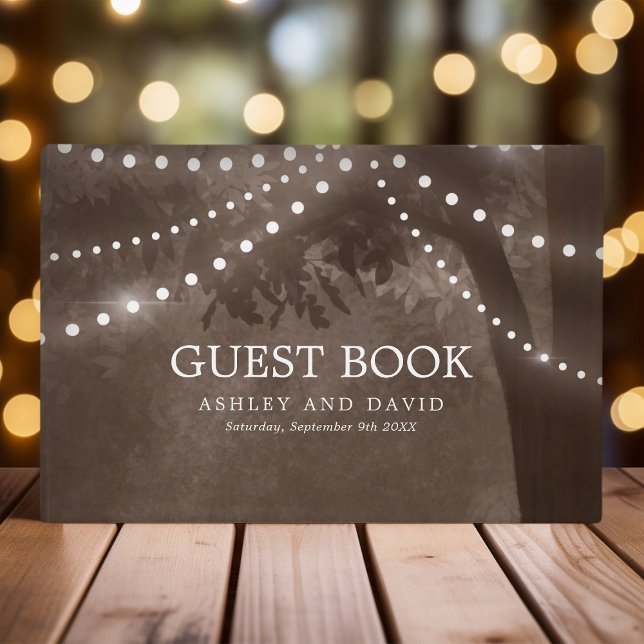 Libro De Visitas Luces de Cuerda de Árbol Rústico Marrón Boda en el (Subido por el creador)