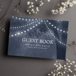 Libro De Visitas Luces de Navidad Azules Marinos para Árbol Rústico
