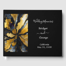 Libro De Visitas lujoso boda de mármol de ágata de oro negro