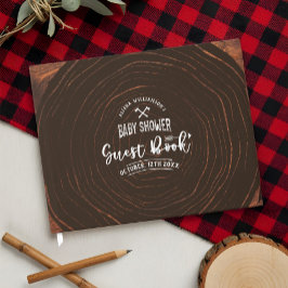 Libro De Visitas Lumberjack Baby Shower Wood & Red Buffalo Plaid