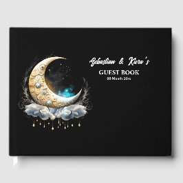 Libro De Visitas Luna celestial Luna estrellas de noche estrellada