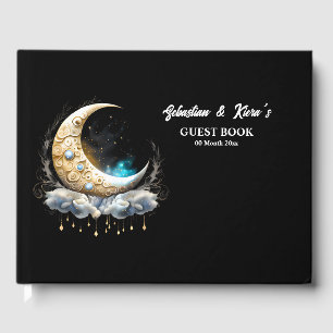 Libro De Visitas Luna celestial Luna estrellas de noche estrellada