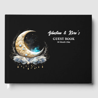 Libro De Visitas Luna celestial Luna estrellas de noche estrellada