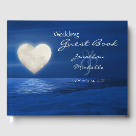 Libro De Visitas Luna de Corazón con Boda de Invierno Cubierta de N