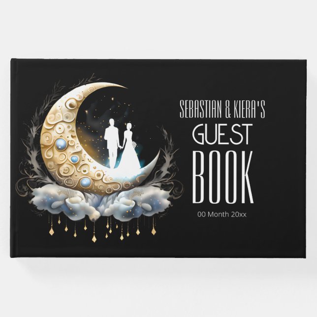 Libro De Visitas Luna de luna creciente de pareja celestial de novi (Anverso)