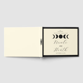 Libro De Visitas Lunar Luxe Negro y Crema Bodas de Fase Lunar