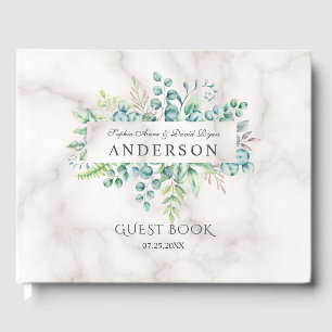 Libro De Visitas Lush Watercolor Olive Brands Wreath Boda