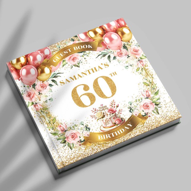 Libro De Visitas Luxe Boho 60th Birthday Guest Book Purpurina Touch (Luxe Boho 60th Birthday Guest Book Glitter Touch

)