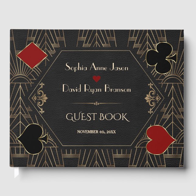 Libro De Visitas Luxury Casino Gold Black Gatsby 20s Wedding  (Anverso)