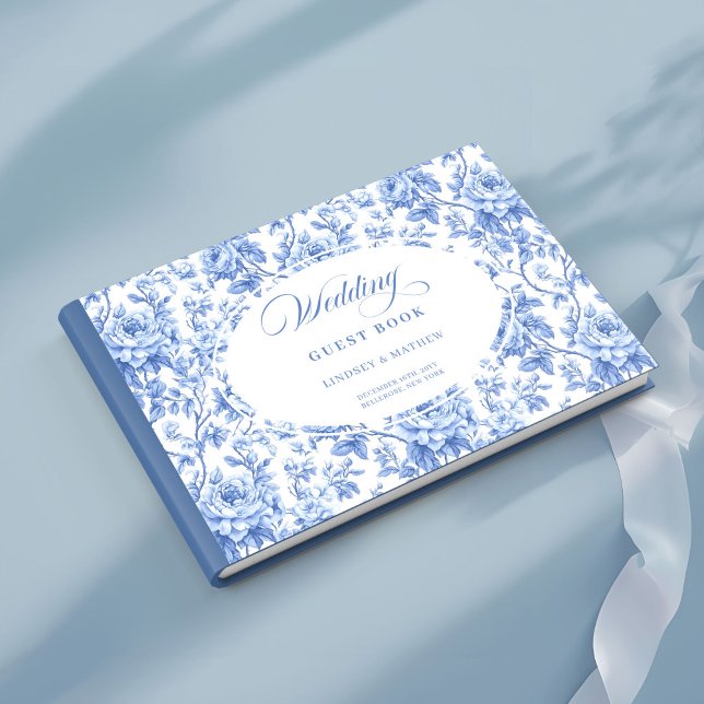 Libro De Visitas Luxury Royal Blue Floral Toile Roses Guest Book (Luxury Royal Blue Floral Toile Roses Guest Book)